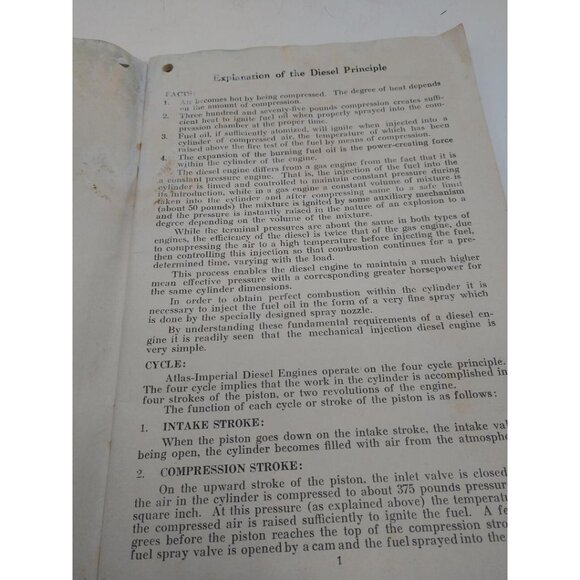 Atlas Imperial Instruction Book No. 27-12 For Four Cycle Mechanical Injection Di - Picture 4 of 5